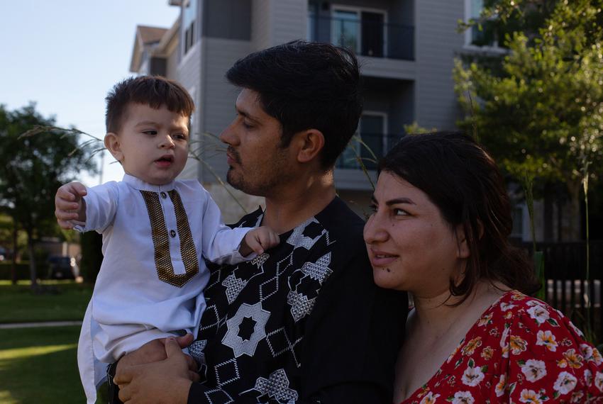 Afghan refugees Azita Jawady and her husband Hamid Sadra at their home in Austin on May 17, 2023. Jawady, a former social worker and employee at USAID and Sadra, an artist, fled to Texas from danger they faced from their previous jobs in Afghanistan.