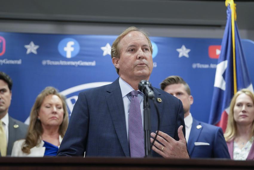 Texas Attorney General Ken Paxton makes a statement to the press May 26, 2023, a day before the impeachment vote in the Texas House.