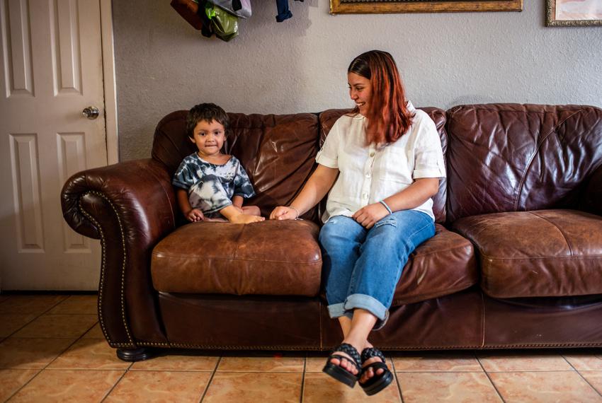 Itzayana Mondragon sits with her son Dylan at her home in Austin on June 5, 2023. Itzayana is a DACA recipient who worries about the unclear future of the program and her immigration status. Itzayana has been in the U.S. since she was less than a year old and fears the idea of going back to Mexico with her life here.
