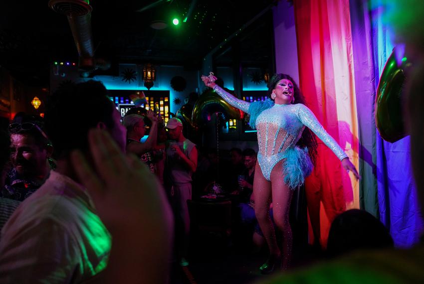 Angel Hernández, whose stage name is “Danika Karr”, performs at gay bar Bar-B in Brownsville, Texas on June 17, 2023.
Verónica G. Cárdenas for The Texas Tribune