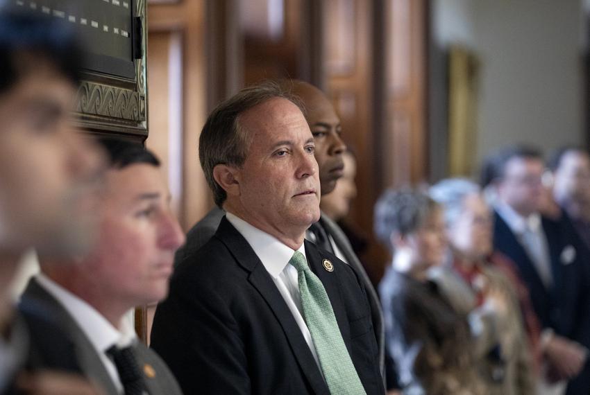 Ken Paxton at the inauguration ceremony of Judge Michelle Slaughter at the state Capitol in Austin on Jan. 11, 2019.