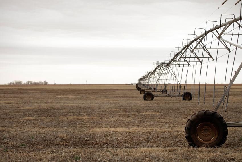 An industrial irrigation system on a farm  in Floydada, TX, on Mar. 8, 2012.