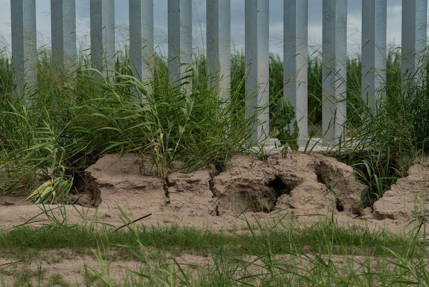 Erosion can be seen along the privately funded border wall that was built less than a year ago on June 19, 2020 in Mission, Texas.
Verónica G. Cárdenas for The Texas Tribune/ProPublica