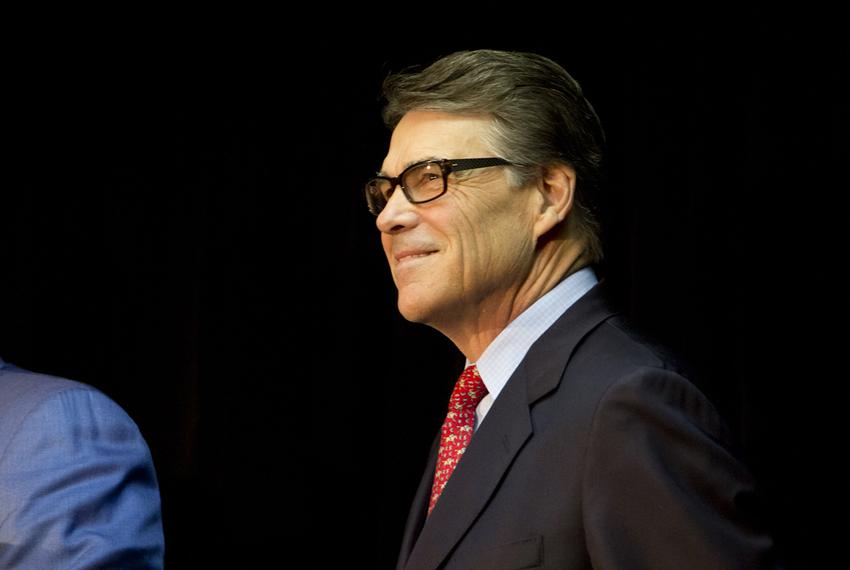 Former Gov. Rick Perry during a press conference with his legal team on Jan. 28, 2015.