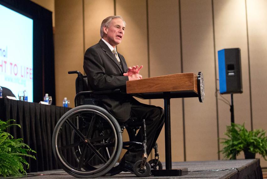 Attorney General Greg Abbott speaks at a National Right to Life convention in June 2013.