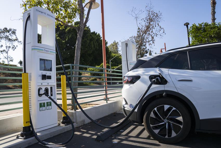 Electric vehicle charging stations in San Diego, California on June 8, 2022.