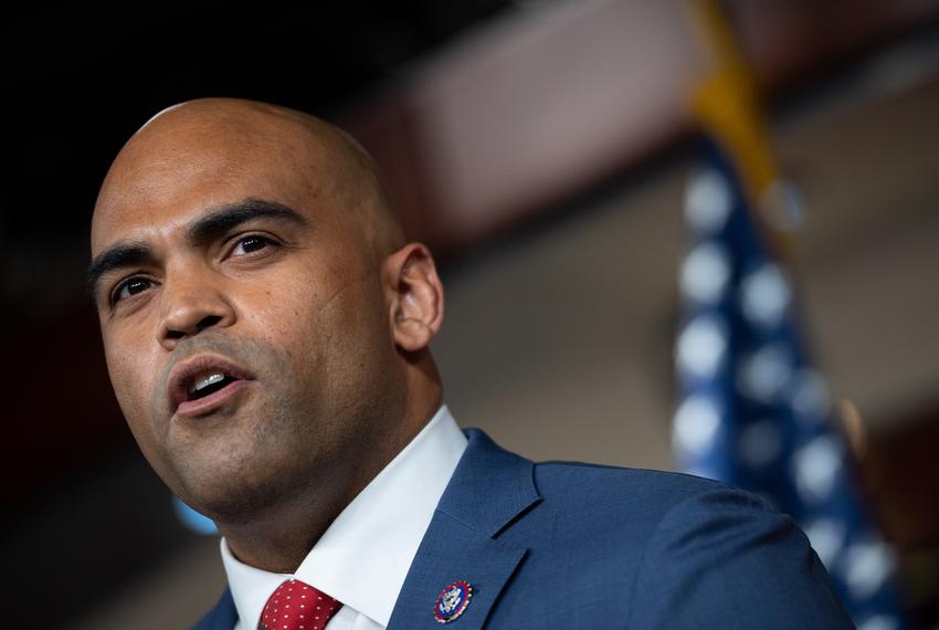 U.S. Rep. Colin Allred, D-Dallas speaks to media with members of the Congressional Black Caucus during a press conference on voting rights legislation and reforming the filibuster at the U.S. Capitol in Washington on Wednesday, Jan. 12, 2022.