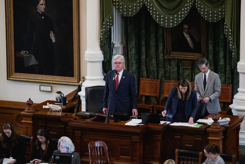 Lt. Governor Dan Patrick presides over the Senate at the Capitol in Austin on April 06, 2023.