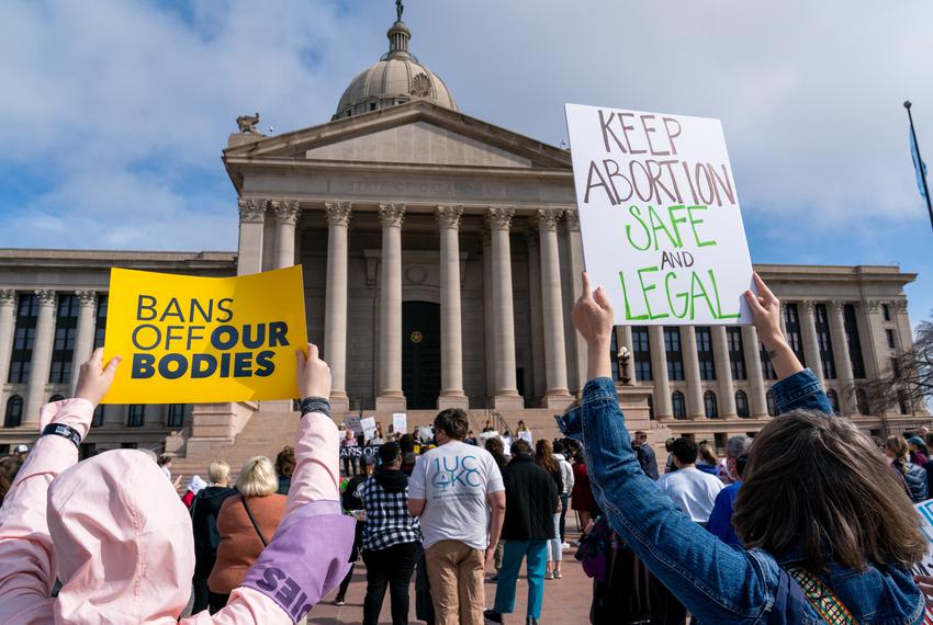 Abortion-rights advocates rally outside of the the Oklahoma Capitol in Oklahoma City, on Tuesday, April 5, 2022.
