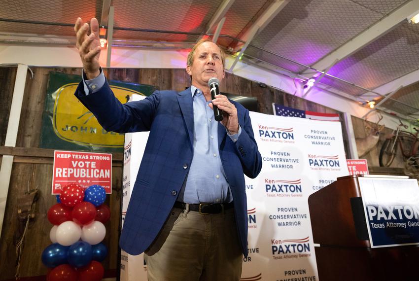 Texas Attorney General Ken Paxton speaks to supporters Paxton Watch Party Barn in Plano after being re-elected on Tuesday, Nov. 8, 2022.