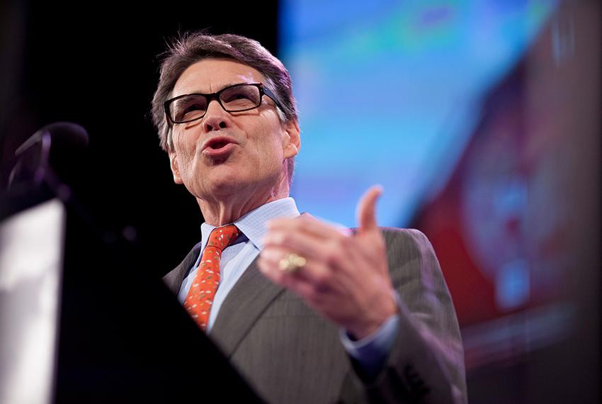 Former Texas Gov. Rick Perry speaks at the Iowa Freedom Summit in Des Moines on Jan. 24, 2015.