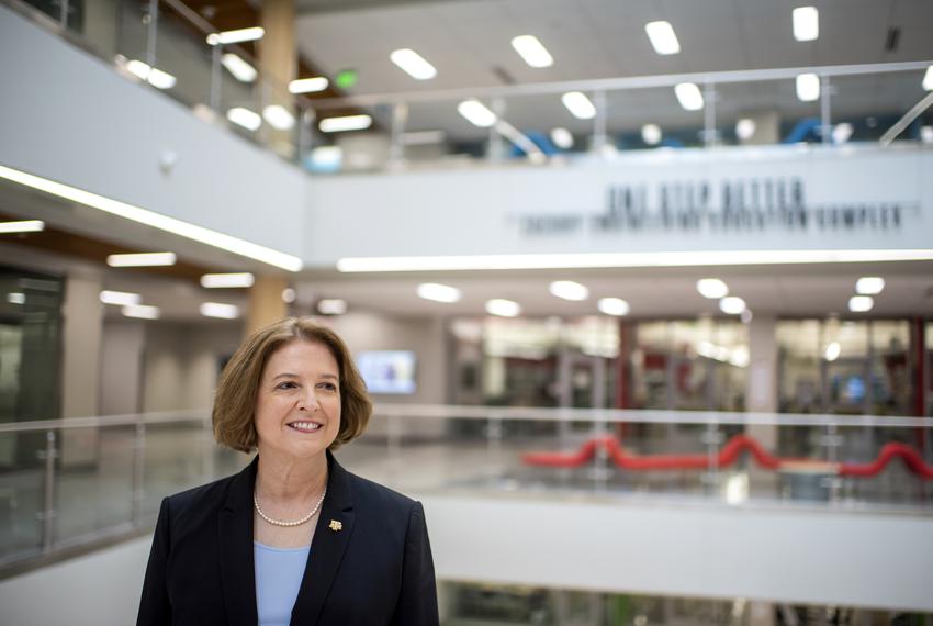 Texas A&M University President M. Katherine Banks at the Zachry Engineering Education Complex in College Station on March 30, 2021.