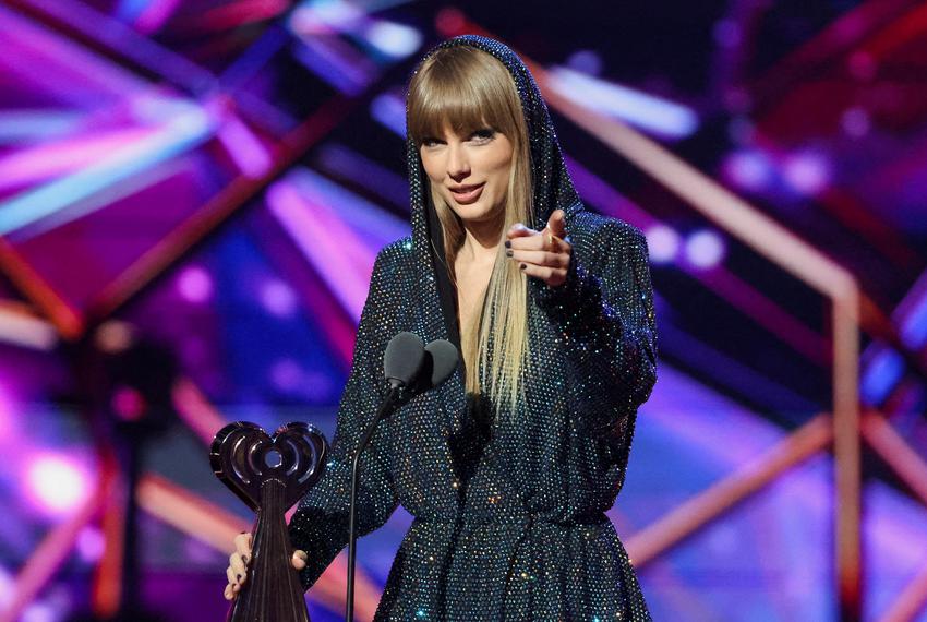 Taylor Swift accepts the "iHeartRadio Innovator" award at the iHeartRadio Music Awards in Los Angeles, California on March 27, 2023.
