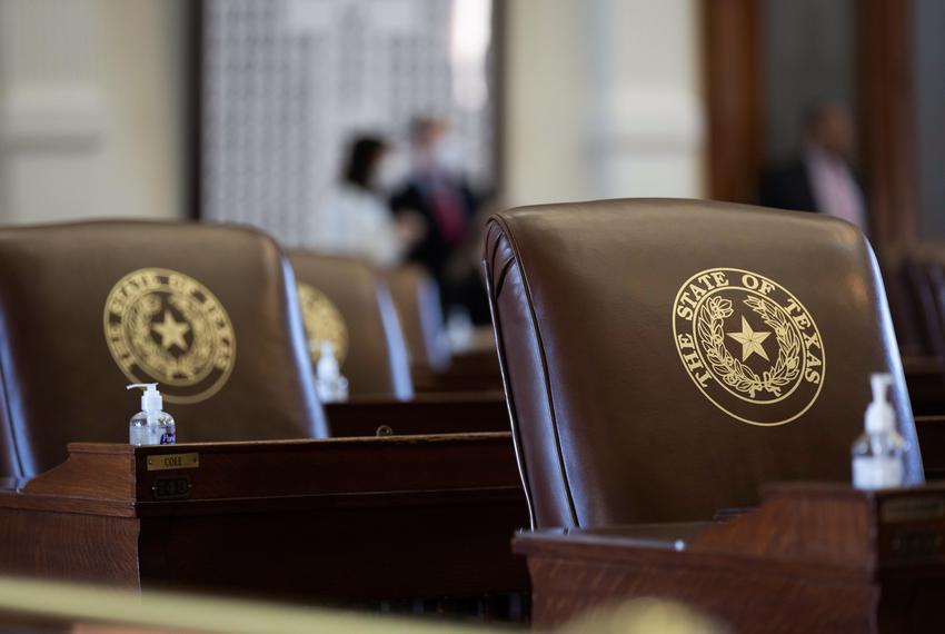 Chairs on the Texas House floor on Aug. 31, 2021.