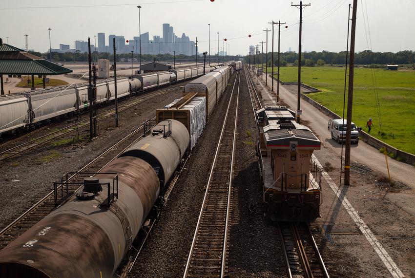 The Union Pacific Englewood railyard in Houston on Sept. 9, 2022.