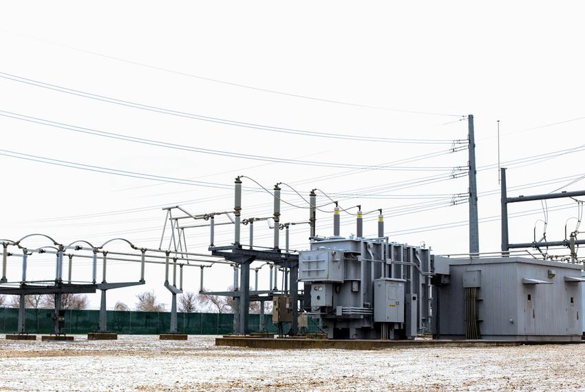 A power substation in East Austin during an ice storm on Feb. 3, 2022.